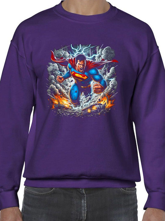 Crewneck Sweatshirt Superman Unleashed Pop Culture Purple