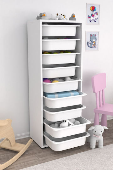 Comodă pentru copii Gri cu 9 sertare 45.5x30x122buc