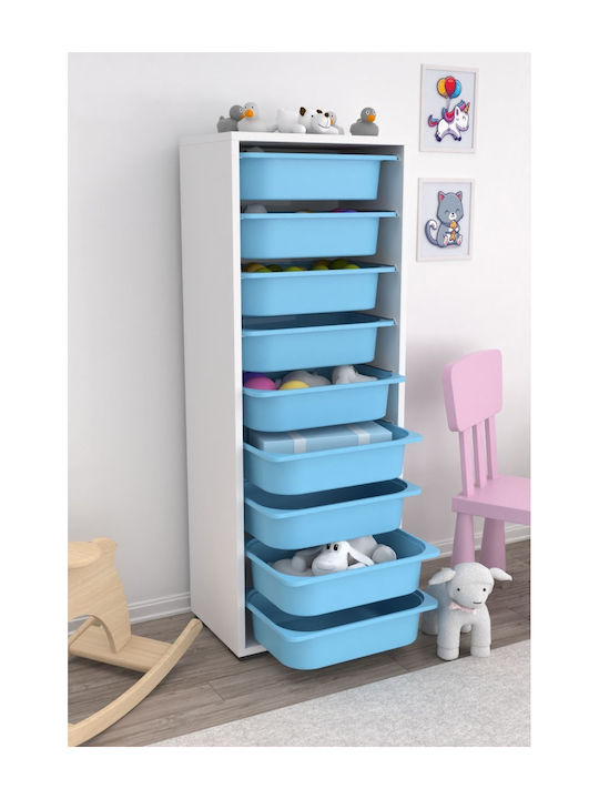 Comodă pentru copii Alb cu 9 sertare 45.5x30x122buc