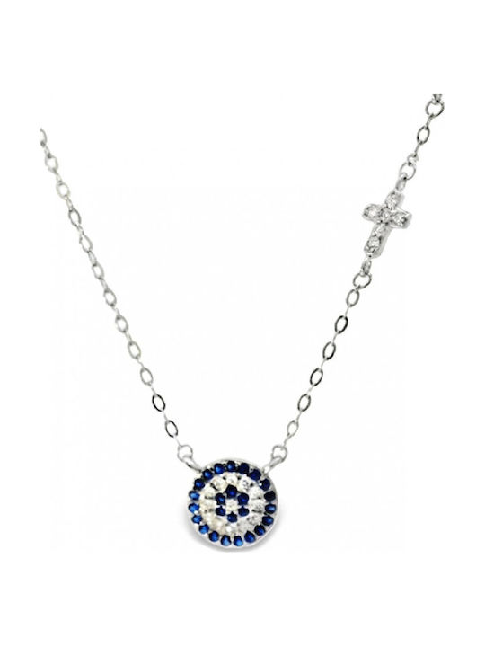 Slevori Silver 925 Eye Cross Necklace