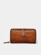 Large Leather Women's Wallet Classic Tabac Brown