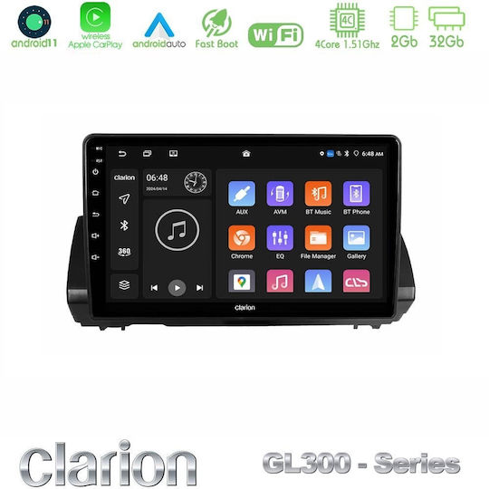 Clarion Car Audio System for Renault Logan Dacia Sandero / Logan / Jogger 2022-2023 (Bluetooth/USB/AUX/WiFi/GPS/Apple-Carplay/Android-Auto) with Touch Screen 9"