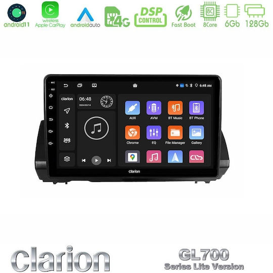 Clarion Car Audio System for Renault Logan Dacia Sandero / Logan / Jogger 2022-2023 (Bluetooth/USB/WiFi/GPS/Apple-Carplay/Android-Auto) with Touch Screen 9"