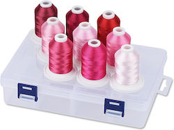 Embroidery Thread Set 9 Spools 730 M Multicolor Storage Box Rose Tones Embroidery Thread Set 9 Spools 730 M Multicolor Storage Box Rose Tones