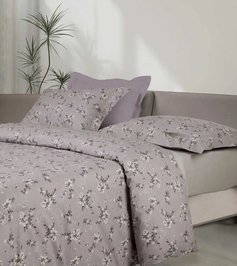 Das Home Duvet Cover Set Cotton Single with Pillowcase 160x240 Happy Grey - Τaupe Grey - Τaupe