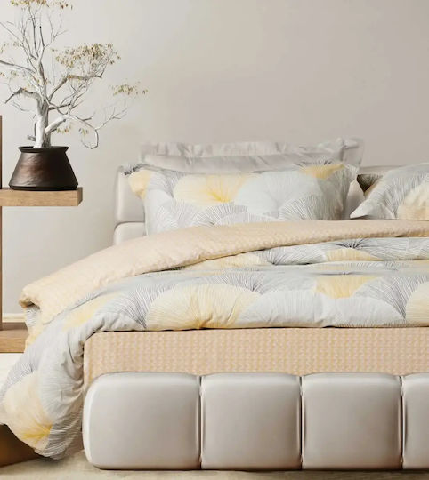 Das Home Cotton Duvet Cover Set 220x240cm Super King with 2 Pillowcases Happy Grey ochre