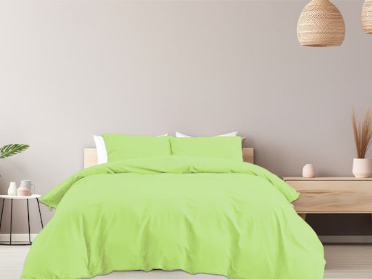 Σετ Παπλωματοθήκη Βαμβακερή 160x240cm Μονή με Μαξιλαροθήκη Πράσινη
