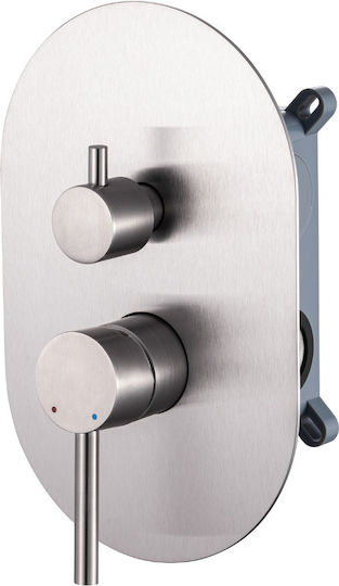 Piccadilly Built-in Faucet Mixer for Shower 2 Exits Inox Silver