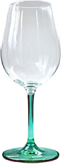Domumart Set of Glasses for White Wine made of Crystal in Green Color Stemmed 450ml 6pcs