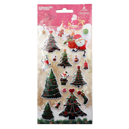Weihnachtsaufkleber Cristmans Tree Puffy Glitter