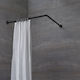 Gedy Corner Shower Curtain Rod Wall Mounted Aluminium Black 80cm
