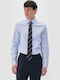 Langärmeliges Baumwollhemd in Normale Passform Chambray Blau 30207538-Blau