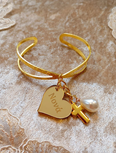 By Anastasia's Art Creations Christening Charm Bracelet Metal Gold 1pcs