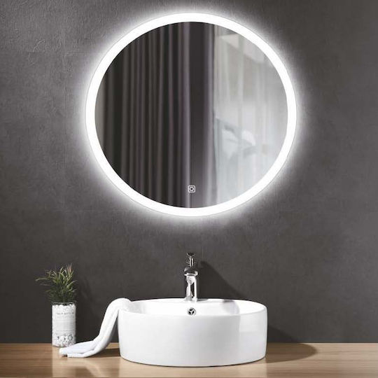 Bronze Art Στρογγυλός Καθρέπτης Μπάνιου Led 60x60cm Μπρονζέ