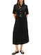 Summer Midi Shirt Dress Black