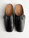 Gin Flach Mules in Schwarz Farbe