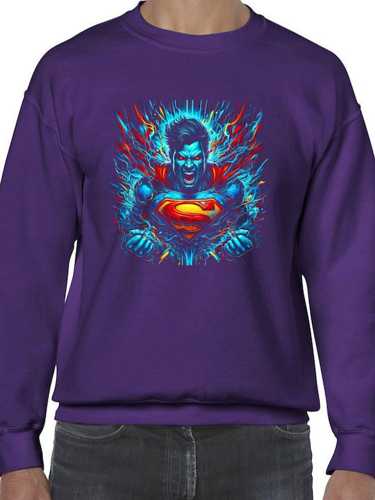 Crewneck Sweatshirt Superman Energetic Burst Purple