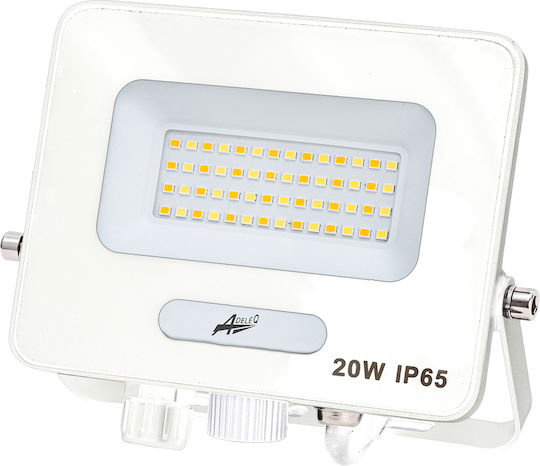 Adeleq Στεγανός Προβολέας LED 20W Θερμό Λευκό 3000K με Αισθητήρα Κίνησης IP65
