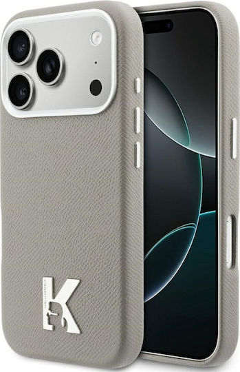 Karl Lagerfeld Logo Umschlag Rückseite Synthetisches Leder / Kunststoff / Silikon Gray (iPhone 17 Pro)