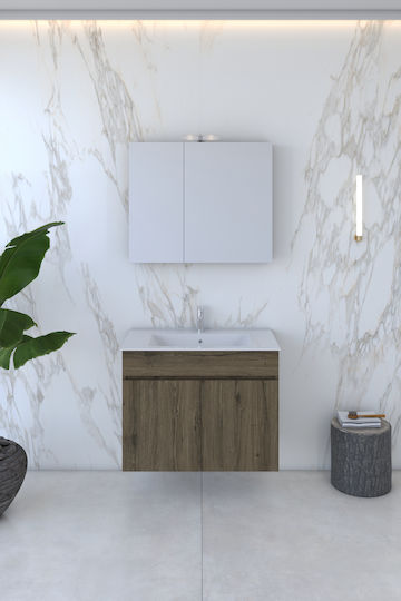 Piccadilly Bathroom Mirror with Cabinet Brown
