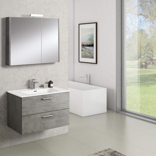 Adriatica 29380-56-CP Badezimmerspiegel mit Schrank Grau