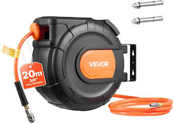 Vevor Luftschlauch Aufrollbarer 20m X 9,5mm PVC Luftschlauch Mit Maximal 300psi Geschlossener Luftschlauch Aufrollung Automatische Rückwicklung Eingabemeter 2m Drehbar 180° Deckenmontage Wand Garage Werkstatt
