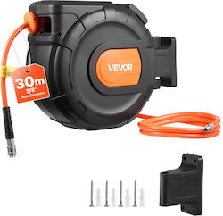 Vevor Luftschlauch Aufrollbarer 30m X 9,5mm PVC Mit Maximal 300psi Geschlossener Luftschlauch Aufrollung Automatische Nachwicklung Wandmontierte Drehbare Basis 180° Garage Werkstatt