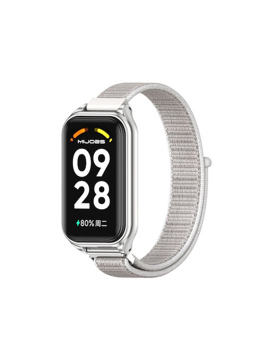 Xiaomi Smart Band 8 Active Mijobs Λουράκι Nylon White Grey