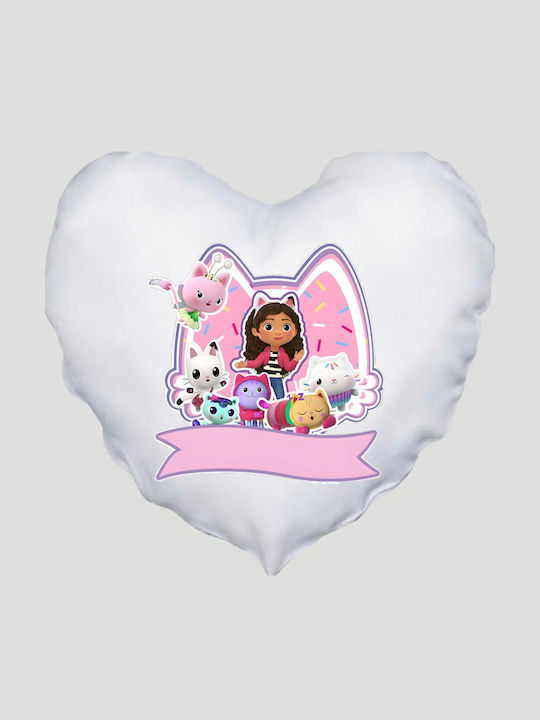 Μαξιλάρι Καρδιά Διάσταση 41x39cm Gabby's Dollhouse Κουκλόσπιτο Γκάμπι Λευκό