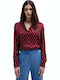 Women's Polka Dot Long Sleeve Shirt Red