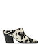 Leather Mules with High Heel in White Color