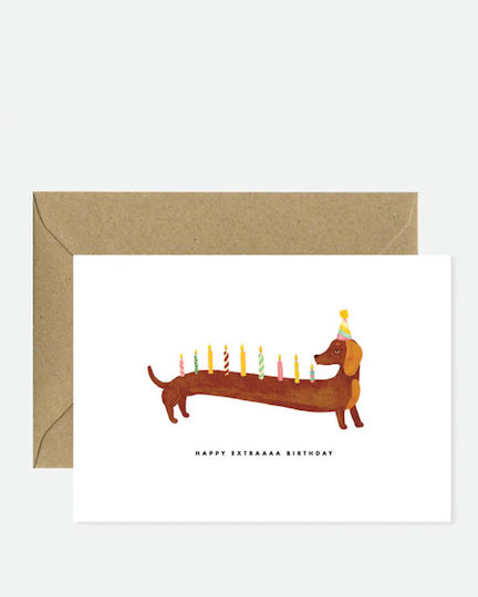 Atws Dachshunds Extra Birthday Greeting Card White 3701344215323