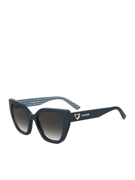 Moschino Unisex Sunglasses with Blue Horn-Rimme...
