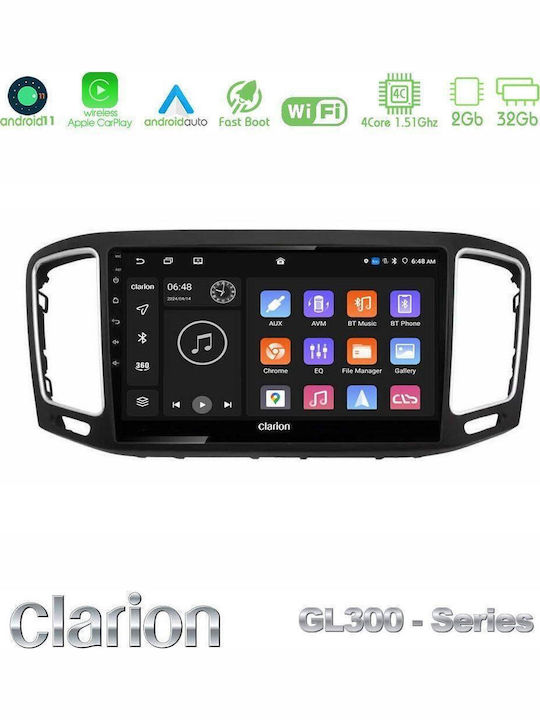 Clarion Car Audio System for Volkswagen Sharan 2010-2015 (Bluetooth/USB/AUX/WiFi/GPS/Apple-Carplay/Android-Auto) with Touch Screen 9"