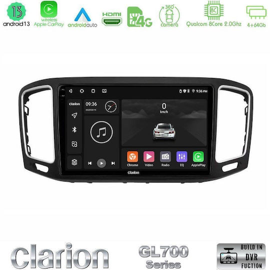 Clarion Ηχοσύστημα Αυτοκινήτου για Volkswagen Sharan 2010-2015 (Bluetooth/USB/WiFi/GPS/Apple-Carplay/Android-Auto) με Οθόνη Αφής 9"