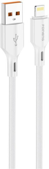 Foneng Braided USB-A to Lightning Cable Λευκό 1m