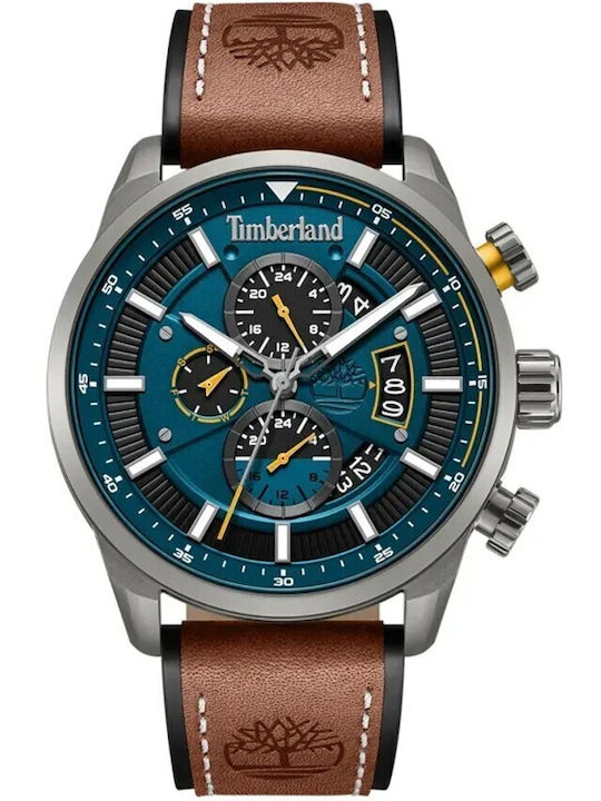 Timberland Timberland Ανδρικό Ρολόι Μπαταρίας με Καφέ Δερμάτινο Λουράκι