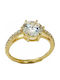 Mertzios.gr Single Stone Ring in Silver with Moissanite