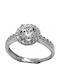 Mertzios.gr Single Stone Ring Made of Silver with Moissanite