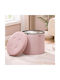 Stool For Living Room With Storage Space Wooden Pink 47x47x45cm