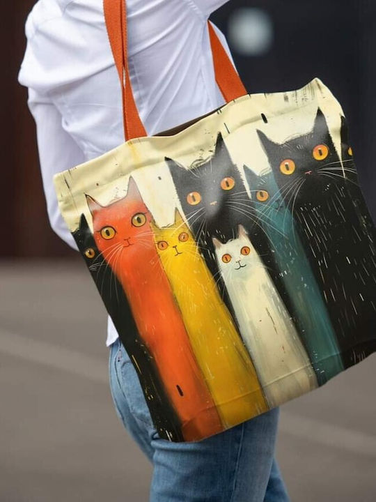 Einkaufstasche Artist Pitex Velours Reißverschluss Tasche Cats 40x40x7cm Tbm84241