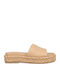 Leder Flache Sandalen für Damen Flatforms in Beige Farbe