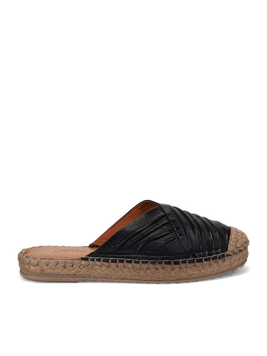 Lederne Damen Espadrilles in Schwarz Farbe