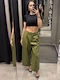 Damen Stoff Hose mit Gummizug Green