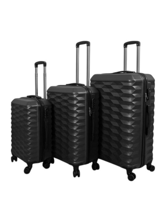 Hard Black Suitcases With 4 Wheels Set Of 3 Pieces