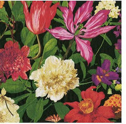 Xαρτοπετσέτες Cocktail Dutch Floral Black 12.5x12.5cm Caspari 20 Tεμάχια