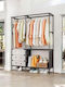 Floor Garment Rack made of Metal Black 103x41x188cm