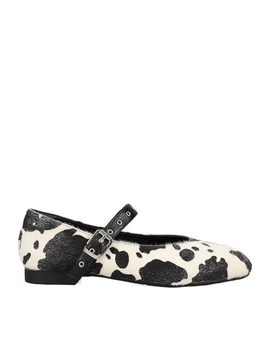 Leopard Ballerinas White