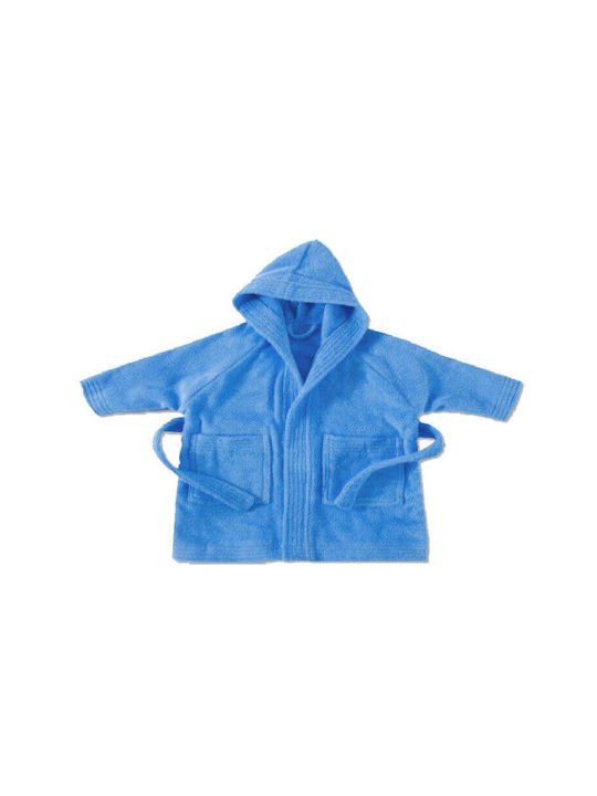 Kids Hooded Bathrobe Light Blue