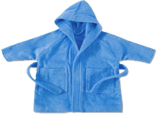 Kids Hooded Bathrobe Light Blue